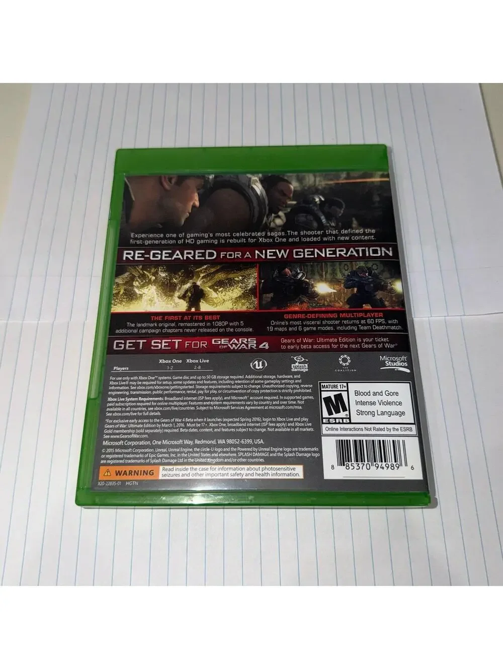 Gears of War Ultimate Edition for Xbox One Microsoft CIB